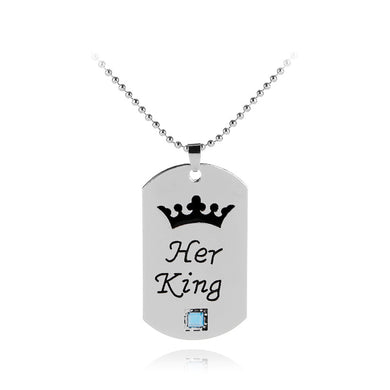 New Crown Pendant Necklace Her King&his Queen Army Card Charm Lovers Pendants Choker Necklace Gifts Men Women jewelry collares