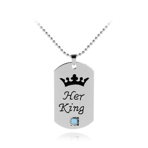 New Crown Pendant Necklace Her King&his Queen Army Card Charm Lovers Pendants Choker Necklace Gifts Men Women jewelry collares