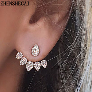 New Crystal Front Double-Faced Shiny Drop Earrings For Women Fashion Ear Piercing Jewelry Bijoux Party Gift For Girls e0123