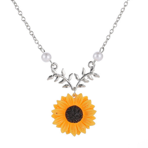 Nuovo regalo di nascita di gioielli con collana di clavicola da donna con pendente a forma di ramo di foglia di girasole carino 
