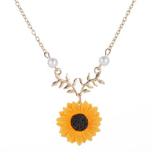 Carica l&#39;immagine nel visualizzatore di Gallery, Nuovo regalo di nascita di gioielli con collana di clavicola da donna con pendente a forma di ramo di foglia di girasole carino 