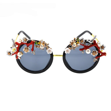 Design Baroque Women Girls flower Sunglasses Retro Decor Floral Flowers Sunglasses Summer Beach Glasses