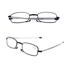Load image into Gallery viewer, Design Men Women Reading Glasses Small Foldable Glasses Novelty Frame Black Metal Glasses With Portable Original Box