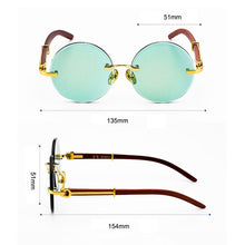 Load image into Gallery viewer, Design Sunglasses Red Wood Men‘s  Brand Round Sunglasses Steampunk Vintage Style Green Crystal Stone Glass Sun Glasses
