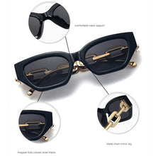 Carica l&#39;immagine nel visualizzatore di Gallery, Designer Chain Ladies Cat Eye Sunglasses Trends  Brand Small Frame Sun Glasses Women  Metal Glasses UV400
