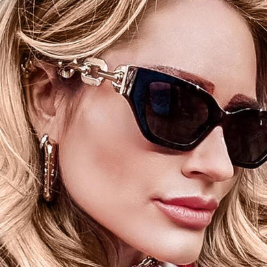 Designer Chain Ladies Cat Eye Sunglasses Trends  Brand Small Frame Sun Glasses Women  Metal Glasses UV400