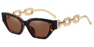 Designer Chain Ladies Cat Eye Sunglasses Trends  Brand Small Frame Sun Glasses Women  Metal Glasses UV400