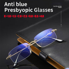 Carica l&#39;immagine nel visualizzatore di Gallery, Diamond-Cut Bifocal Progressive Reading Glasses Unisex Blue Light Blocking Multifocal Eyewear Ultralight Rimless Eyeglasses