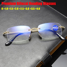 Carica l&#39;immagine nel visualizzatore di Gallery, Diamond-Cut Bifocal Progressive Reading Glasses Unisex Blue Light Blocking Multifocal Eyewear Ultralight Rimless Eyeglasses