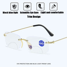 Carica l&#39;immagine nel visualizzatore di Gallery, Diamond-Cut Bifocal Progressive Reading Glasses Unisex Blue Light Blocking Multifocal Eyewear Ultralight Rimless Eyeglasses