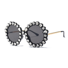 Load image into Gallery viewer, Diamond Round Sunglasses Women Brand Designer Green Black Pink Frame Sun Glasses Metal Flower Girl Gift UV400