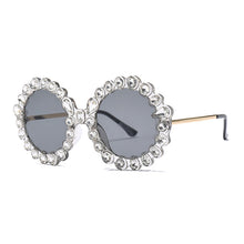 Load image into Gallery viewer, Diamond Round Sunglasses Women Brand Designer Green Black Pink Frame Sun Glasses Metal Flower Girl Gift UV400