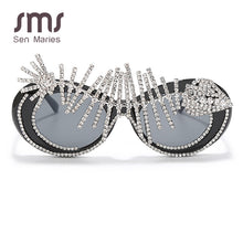 Load image into Gallery viewer, Diamond Sunglasses Women Vintage Oculos Oversize Punk Sunglasses Crystal Oval Glasses Espejos  Designer Women Eyewear
