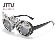 Load image into Gallery viewer, Diamond Sunglasses Women Vintage Oculos Oversize Punk Sunglasses Crystal Oval Glasses Espejos  Designer Women Eyewear
