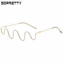 Load image into Gallery viewer, Diamond-studded Ladies Glasses ,Women Trend Metal Lensless Glass Wave Personality S-shaped Decorative Frames D2056