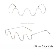 Load image into Gallery viewer, Diamond-studded Ladies Glasses ,Women Trend Metal Lensless Glass Wave Personality S-shaped Decorative Frames D2056