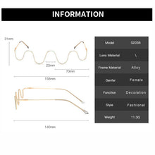 Load image into Gallery viewer, Diamond-studded Ladies Glasses ,Women Trend Metal Lensless Glass Wave Personality S-shaped Decorative Frames D2056