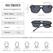 Load image into Gallery viewer, Double Beam Sunglasses  for Women Retro T-shaped Unisex Eyewear Punk Men Square Frame Sunglass gafas de sol UV400