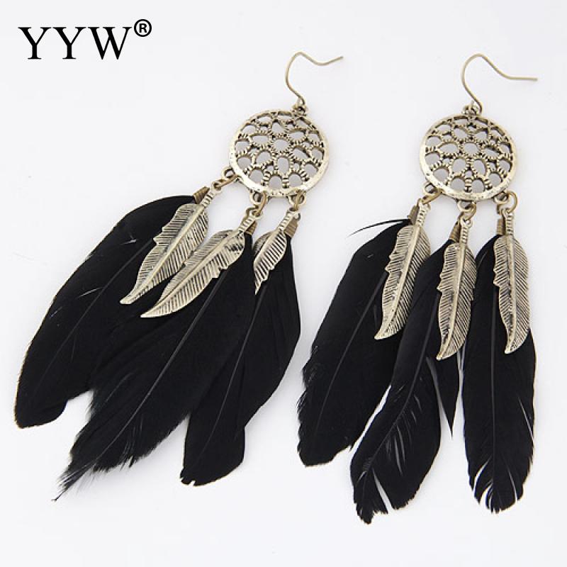 New Dreamcatcher Feather Drop Dangle Earrings For Women Jewelry Pendientes Bohemian Boucle d'oreille Femme Brincos Big Earrings