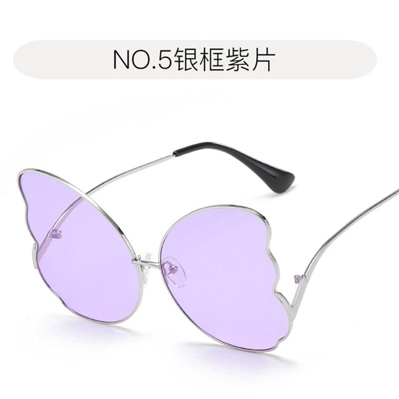 European and American Sunglasses Metallic Transparent Ocean Slide Sunglasses Feather Sunglasses for Ladies