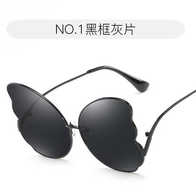 European and American Sunglasses Metallic Transparent Ocean Slide Sunglasses Feather Sunglasses for Ladies