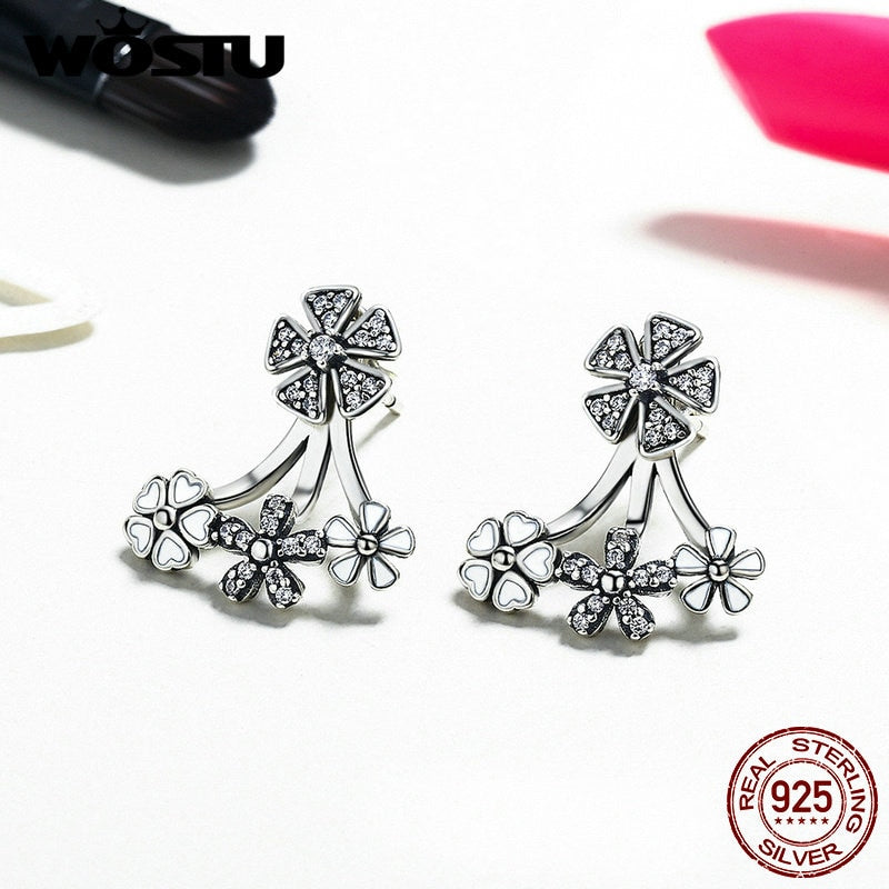 New Fashion 100% argento sterling 925 fiori abbaglianti orecchino con perno per le donne regalo di gioielleria raffinata di lusso per l'amante FIE063 