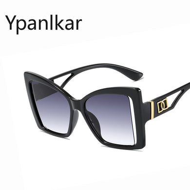 2023 Cat's Eye Large Frame Hollow Out Sunglasses Women's Sunglasses Net Red Ins Sunglasses