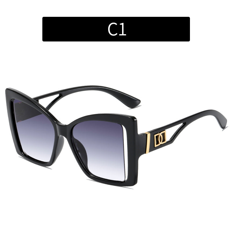 2023 Cat's Eye Large Frame Hollow Out Sunglasses Women's Sunglasses Net Red Ins Sunglasses