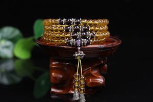 New Fashion 6mm 108pcs Compose Citrine Beaded Bracelet Brazic Prayer Beads Muti-Layer Rosary Mala Bracelet for Mediatation