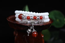 Carica l&#39;immagine nel visualizzatore di Gallery, New Fashion 6mm WhiteTridacna Buddista tibetano Muti-layer Collana di perline di preghiera Zucca mala Bracciale di preghiera per la meditazione 