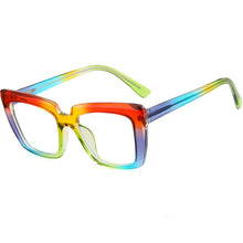 Load image into Gallery viewer, Acetate Large Square Frame Rainbow Color Flat Mirror INS Style Candy Color Blue Light Blocking Glasses