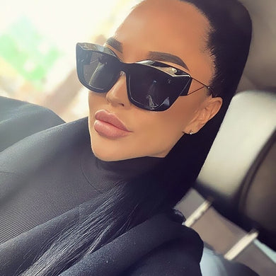 Alloy Hollow Out Leg Sunglasses For Women  Brand Square Gradient Sun Glasses Men Double Color Frame Shades