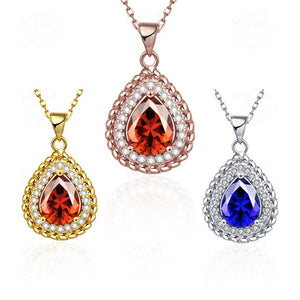 New Fashion Alloy Zircon Diamond Pendant Necklaces for Women European and American Style Accessories 14K Rose Gold Fine Jewelry