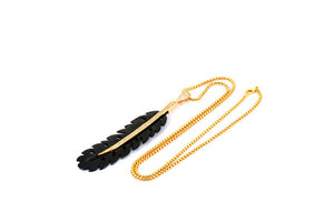 New Fashion Amazing Long Feather Bone Pendant Unique Design Hematite Bead Necklace With CZ Micro Pave Pendant Jewelry