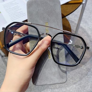Anti Blue Light Glasses Frame Men Vintage Pilot Metal Double Beam Spectacles Men's Eyeglasses Frame Big Eyewear