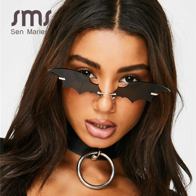 Bat Sunglasses Women Men  Brand Vintage Mirror Rimless Sun Glasses Unique Sunglasses Female Male Uv400 Okulary