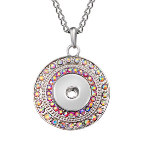 New Fashion Beauty Rhinestone Round Metal snap pendant necklace 60cm fit 18mm snap buttons snap jewelry XL0146