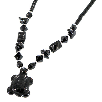 New Fashion Black Onyx Tortoise Necklace with Gift Box Women Animales Natural Stone Carnelian Pendant Necklaces Girls Jewelry