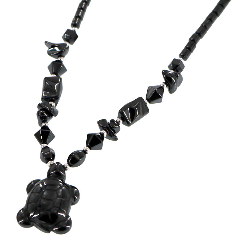 New Fashion Black Onyx Tortoise Necklace with Gift Box Women Animales Natural Stone Carnelian Pendant Necklaces Girls Jewelry