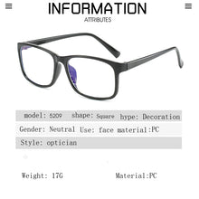 Carica l'immagine nel visualizzatore di Gallery, Occhiali con blocco della luce blu Occhiali da computer unisex con lenti trasparenti Occhiali da vista Donna Uomo Occhiali da gioco anti luce blu