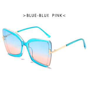 Brand Designer Cat Eye Women Sunglasses Female Gradient Points Sun Glasses Big Oculos Feminino De Sol UV400