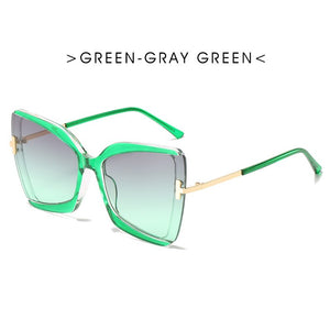Brand Designer Cat Eye Women Sunglasses Female Gradient Points Sun Glasses Big Oculos Feminino De Sol UV400