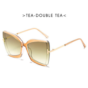 Brand Designer Cat Eye Women Sunglasses Female Gradient Points Sun Glasses Big Oculos Feminino De Sol UV400