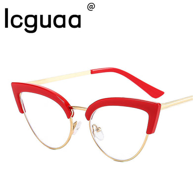 Cat Eye Optical Glasses Eye Wear Semi-Rimless Metal Anti Blue Light Sunglasses Anti luz azul oculos escuros