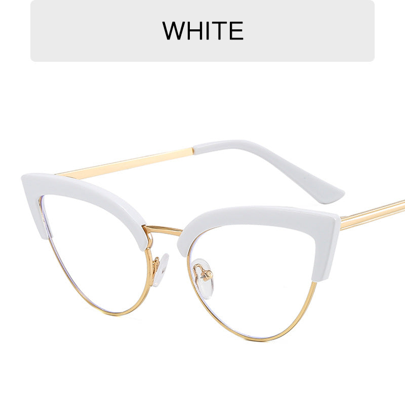 Cat Eye Optical Glasses Eye Wear Semi-Rimless Metal Anti Blue Light Sunglasses Anti luz azul oculos escuros