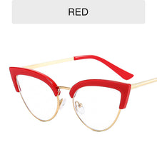 Load image into Gallery viewer, Cat Eye Optical Glasses Eye Wear Semi-Rimless Metal Anti Blue Light Sunglasses Anti luz azul oculos escuros