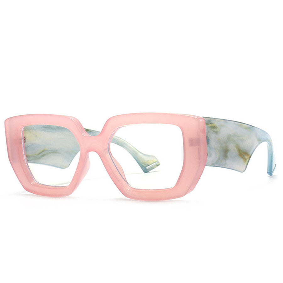New Colorful Square Women Glasses Frame Clear Anti-Blu-Ray Spring Hinge Wide Legs Eyewear Men Optical Polygon Frame