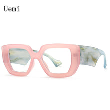Load image into Gallery viewer, New Colorful Square Women Glasses Frame Clear Anti-Blu-Ray Spring Hinge Wide Legs Eyewear Men Optical Polygon Frame