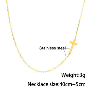 New Fashion Cross Pendant Necklace for Women Men Stainless Steel Religious Jewelry Gold Silver Plated Choker Gift Faith Necklace