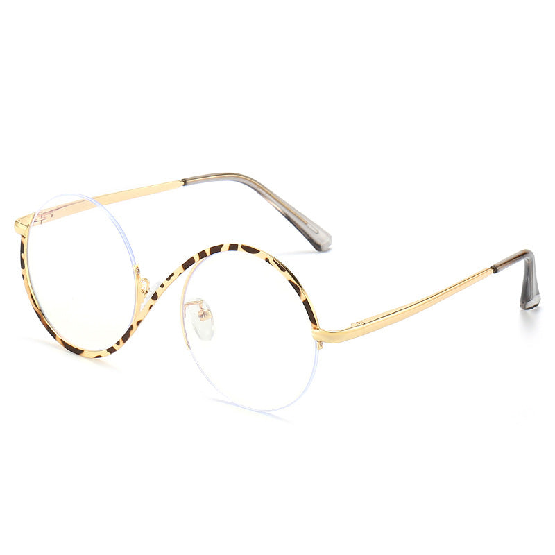 Occhiali ottici semi-senza montatura rotondi incrociati 2023 Occhiali da sole oversize in metallo anti luce blu con montatura per occhiali da vista femminili 